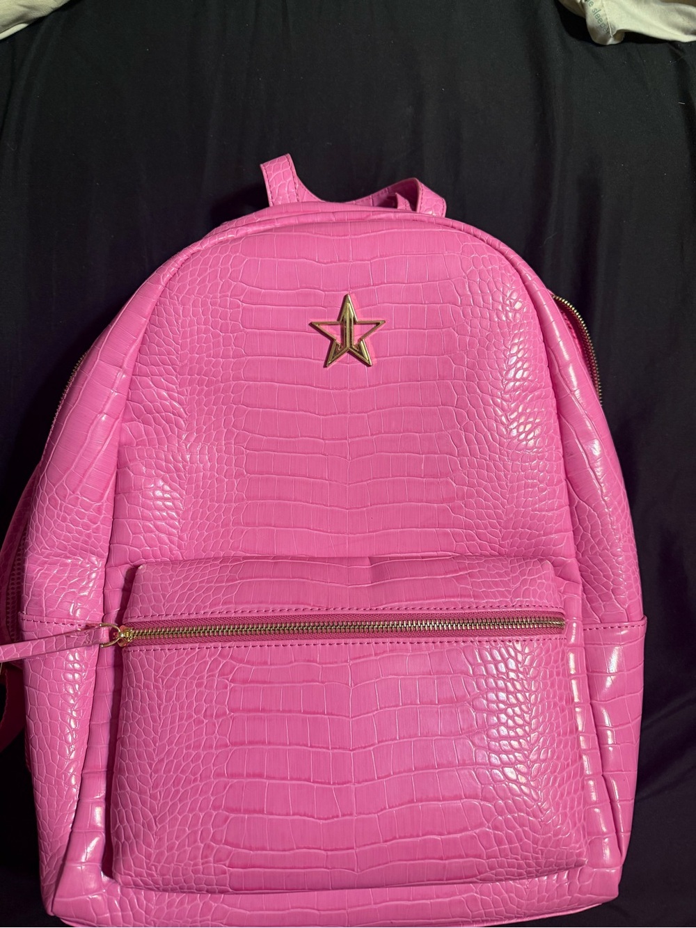 Jeffry Star Pink Croc-Embossed Star Accent Backpack